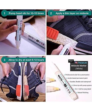 Wilkins Premium Midsole Marker - White - Customization Paint for Leather, Suede, Fabric & Foam - 2-4 Pairs - Buy Online on SooperMarket.com