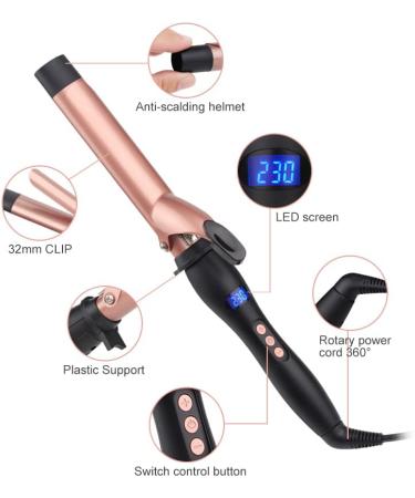 Curling Wand Curling Tongs Large Barrel Curling Iron with Adjustable Temperature Professional Hair Curler with Glove Dual Voltage for Long & Medium Hair (32MM) - Buy Online on SooperMarket.com