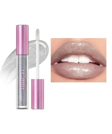 Hydrating Shimmer Lip Gloss Sliver Moisturizing Lip Stain Long Lasting Waterproof Coating Tint High Shine Pearl Lip Gloss Glossy Overcoat Lipstick Lip Glaze (02) #02