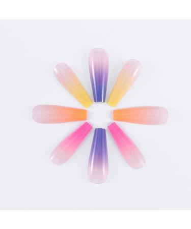 Brishow Long Ballerina False Nails - Colorful Press On Acrylic Stick On Nails for Women and Girls - Buy Online on SooperMarket.com