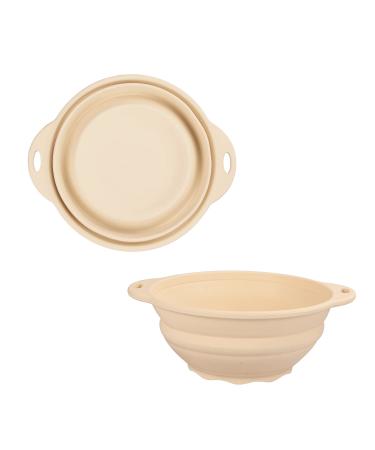 Silicone Collapsible Bowl Folding Travel Bowl for Camping Hiking 100% Food-Grade Silicone 2 PACK(Beige)