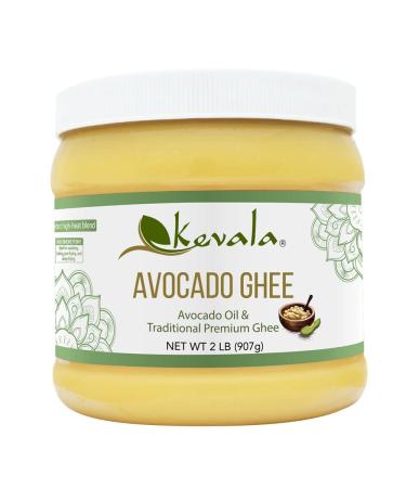 Kevala Avocado Ghee 32 Oz / 2 lb - Avocado Oil and Traditional Premium Ghee High-Heat Blend - Keto - Paleo - Casein Free - Gluten Free - Lactose Free