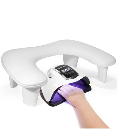 Arm Rest for Nails Tech: U-Shaped Manicure Nail Arm Rest Stand Big White Armrest Microfiber PU Leather Hand Rest Pillow for Acrylic Nail Cushion 1nd Gen White