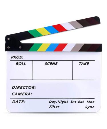 Movie Film Video Clapboard Director's Cut Action Scene Clapper Board,Movie Theme Party Decorations - Black/Colorful, 11.8x10.6 inches