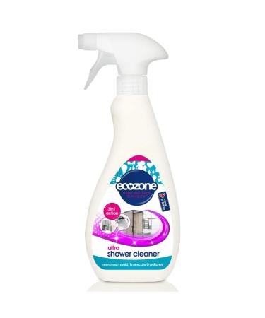 Ecozone Ultra Shower Cleaner 3-in-1 Anti-Bacterial De-Scaler & Anti Mould Polish Cleaning Spray & Leave Formula High Shine Finish Natural Vegan & Non Toxic Plant Based & Cruelty-Free (500ml) 500 ml (Pack of 1)