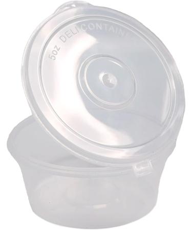NRLinX 5 oz. Plastic Condiments Containers with Hinged Lids - 50 Sets | Multipurpose Small Sauce Cups for Dip, Dressing, Jello Shots - Buy Online on SooperMarket.com