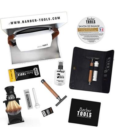 Buy Premium Barber Tools Razor Set | Complete Shaving Kit with 40 Double Blades Soap Balm & Storage Bag - International Shipping Available - Buy Online on SooperMarket.com
