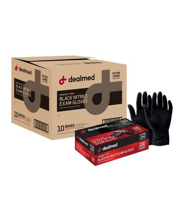 Dealmed Nitrile Exam Gloves Disposable Non-Irritating Latex Free Medical Gloves Multi-Purpose Use for First Aid and Medical Facilities Black (X-Large Case of 1000)