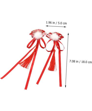 ibasenice 3 Pairs Children's Hairpin Butterfly Hair Clips Chinese New Year Hair Clips Hair Clip Accessories Polymer Clay Cane Styling Hair Clips Decor Red Fabric Ribbon Woman Chinese Style - Buy Online on SooperMarket.com