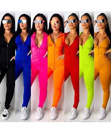 Prettypgarden Women's Two Piece Tracksuit Set - Zipper Hoodie Jacket with Sweatpants, Sweat-wicking Jogger Workout Set - Black (Medium) - Buy Online on SooperMarket.com