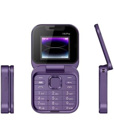 JHIALG Mini Flip Mobile Phone - FM Radio Voice Blacklist Vibration 2SIM for Elderly - Compact Foldable Design in Purple - Buy Online on SooperMarket.com
