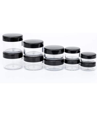 ZEJIA 10pcs Sample Containers | Cosmetic Jars with Screw Lids | 5 Sizes 3, 5, 10, 15, 20 Gram | BPA Free Makeup Sample Containers | Includes Labels and Spatula | 10pcs-Black - Buy Online on SooperMarket.com