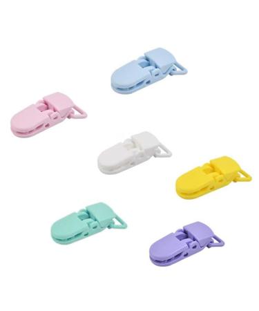 DHWEKU Pacifier Clips Set Plastic Pacifier Chain Clips Colorful T-Clip Baby Clip (6 PCS - 6 Colors)
