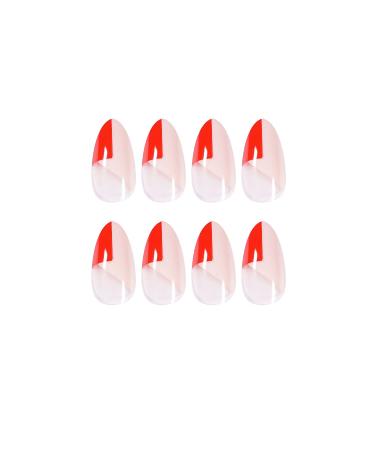 Red Stiletto Press-On Nails | Oval Short False Nails for Women & Girls | 24PCS Nail Art Set | International Shipping - Buy Online on SooperMarket.com