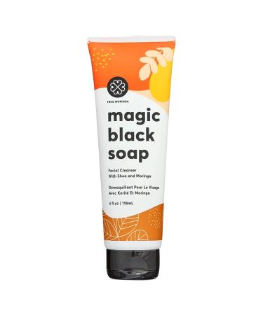 True Moringa Magic African Black Soap with Shea Butter Facial Cleanser - Organic Detox Face Wash with Moringa Oil - 100% Natural Moisturizing & Cleansing Soap 4 fl oz