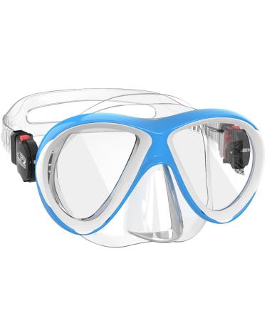 Findway diving goggles children swimming goggles children for years young girls snorkel mask children 180 panorama adjustable silicone band anti-losa diving mask children for 3-13 years a1 blue white