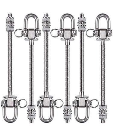SELEWARE Set of 6 Swing Hanger, Swing Bolts M10 x 8.8, Stainless Steel Heavy Duty Swing Hooks for Wood and Steel Beam Yoga Hammock Chair Porch Swing Sets Seat, 1800LB Capacity 8-3/4 Inch x 6pcs