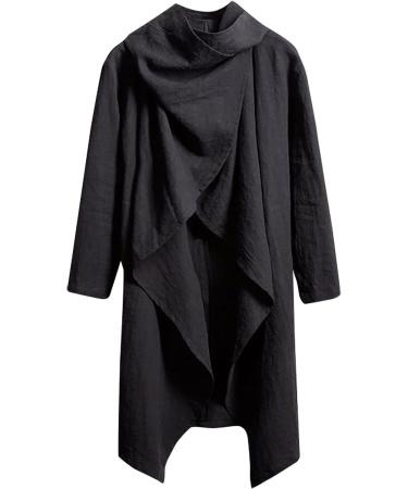 Kinrui Men's Lightweight Ruffle Shawl Collar Cardigan Cloak Overcoat - Black Large - Buy Online on SooperMarket.com