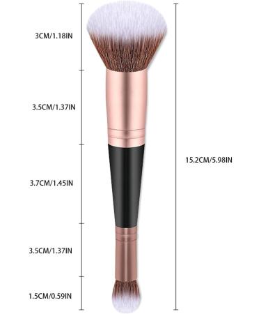Foundation Brush Double Head Makeup Brush | Multi-purpose Makeup Brush For Foundation Powder Liquid Concealer Cream Blush Black Handle Rose Gold Tube - Buy Online on SooperMarket.com