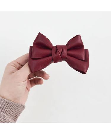 4-Piece Handmade PU Leather Hair Bow Clip Set for Women - Bow Alligator Clips Hair Barrettes - Buy Online on SooperMarket.com