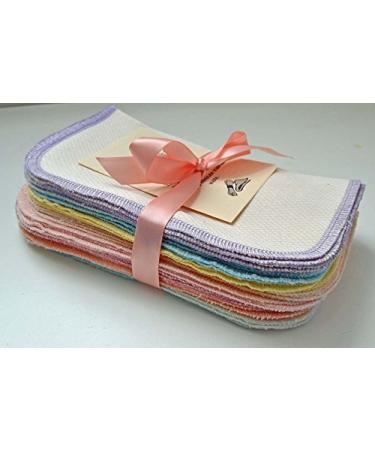 2 Ply Organic Birdseye Washable Baby Wipes - 20 Pack - Little Wipes (R) - GOTS Certified Birdseye Cotton Pastel Assortment Color Edges