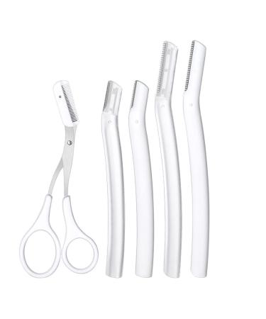 Eyebrow Trimmer Kit 5 in 1 Eyebrow Scissors & Facial Razor Eyebrow Razor Shaping Scissors Multifunctional Exfoliating Beauty Tool Face Razors for Women