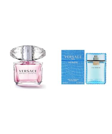 Versace Bright Crystal Women's 3 Fl Oz and Versace Man Eau Fraiche Men's 3.4 Fl Oz Fragrance Bundle