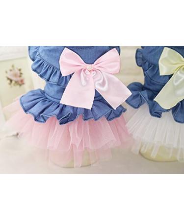 ZoonPark Puppy Dog Pet Clothes Pet Dog BOW Denim Dress Tutu Skirt Summer Clothes for Small Dog Cat Puppy (M Pink Skirt) - Buy Online on SooperMarket.com
