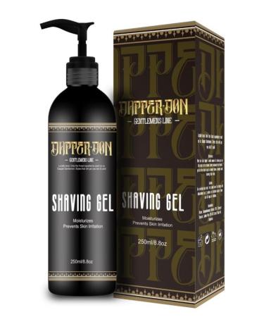 Shave Gel Dapper Don | Prevents Razor Irritation Hydrates Protects and Soothes Skin | Non-Foaming Clear Shave Gel with Argan oil for Precise Detailing and Edging (8.8 ounces)