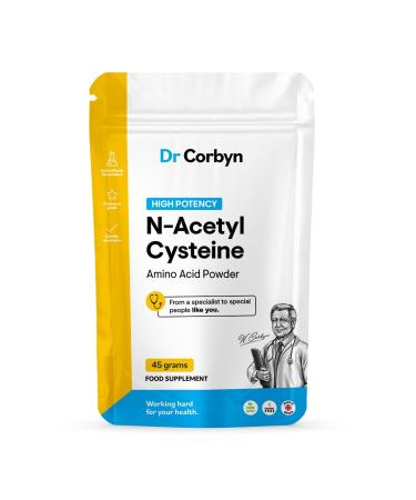 Dr Corbyn NAC N-Acetyl-Cysteine 600mg Powder - 45 Grams | High Strength Daily NAC Amino Acid Powder | Maximum Bioavailability & Absorption | UK Made