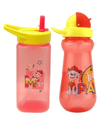 HOVUK 2Pcs Paw Patrol Marshall Printed Straw Sippers 340ml and 420ml Water Bottles BPA Free with Pop-up Straw for Unisex Kids 6+ Months 2x Marshall