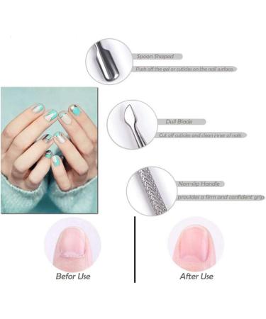 Stainless Steel Cuticle Pusher Remover Kit - 4Pcs Professional Manicure and Pedicure Tools - Buy Online on SooperMarket.com