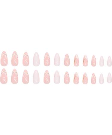Justotry 24 Pcs White Flower Stiletto False Nails | Milky French Press on Nails | Trendy Swirl Design | Nail Glue & Almond Stick Included | Short & Medium Length | Women's Art Fake Nails - Buy Online on SooperMarket.com