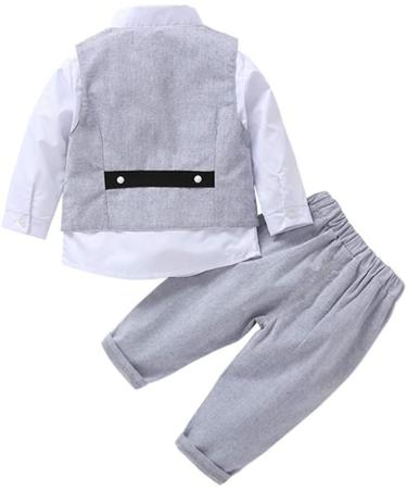 AmzBarley Baby Boys Gentlemans Tuxedo Rompers - Grey 247 | 6-12 Months - Buy Online on SooperMarket.com