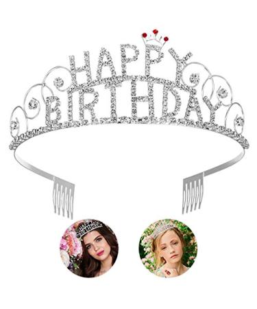 Frcolor Happy Birthday Crown Tiara Crystal Rhinestone Crown Wedding Hair Comb Bride Tiara for Women