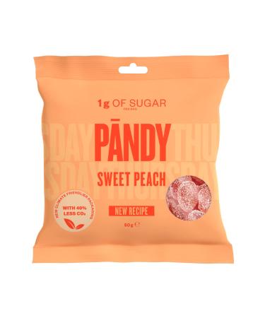 PANDY Candy SWEET PEACH - Gummy Candies Bag Only 1g Sugar & 80 Calories 1x50g Sweet Peach 1x50g
