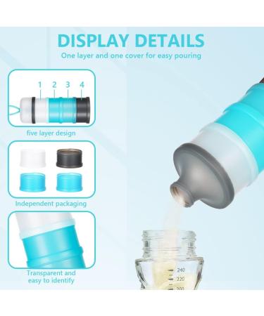 Vicloon Baby Milk Powder Dispenser - 4 Layer Portable Container for Kids - Stackable Snack Storage - Gray & Blue - Buy Online on SooperMarket.com