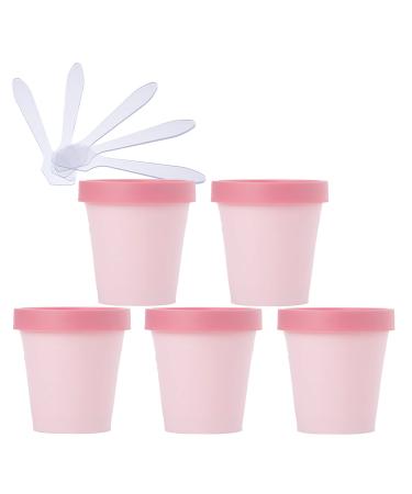 Tianzd 5 pieces 200 ml pink empty cans with lid cream box plastic screw box truck 200 g empty cosmetic container mask shell hip for mask mud bath salt cream ointment 5 pieces spatula 200ml pink