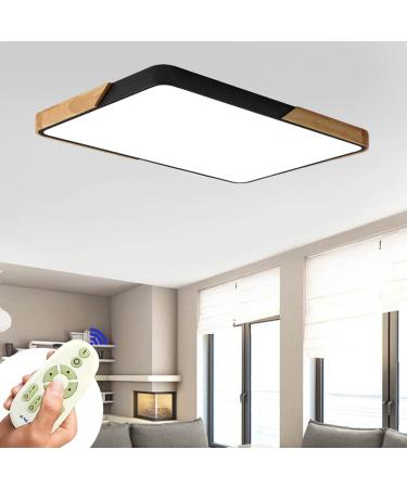 BFYLIN 72W LED ceiling lamp wood lamp with remote control-ceiling lamp ultra-thin 6cm for bedroom living room children's room dimmable (72w dimmable) black-72W
