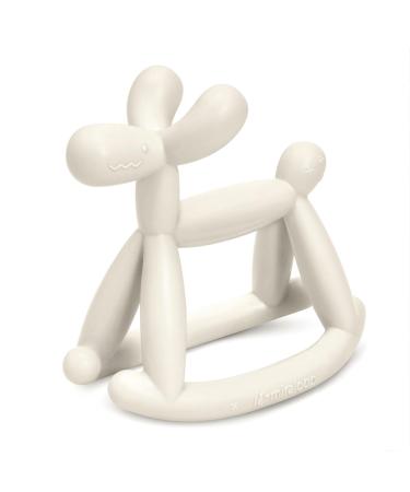 Miraloop bite ring for baby jellydog dental aid baby from food -safe silicone prevents suffocation and odorless for 3 months of babies white