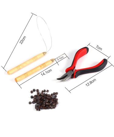 Filfeel Hair Extensions Tool Set - 100 Microring Pearls Hook Needle Tension Loop & Pliers for Seamless Extensions - Buy Online on SooperMarket.com