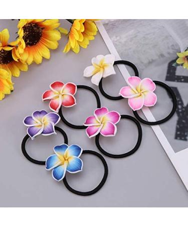 LEORX 12pcs Colorful Plumeria Hair Ties - Soft Ceramic Flower Hair Accessories - Buy Online on SooperMarket.com