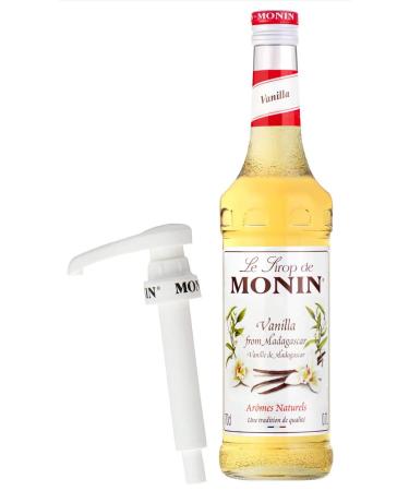 Monin Coffee Syrup in Vanilla 70cl Glass Bottle & 70cl Monin Pump Set Vanilla 2 Count (Pack of 1)