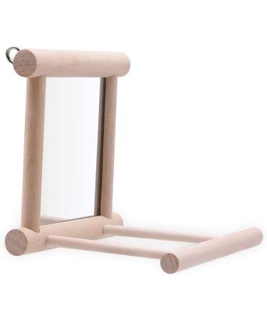HANZE Bird Mirror and Swing Set for Parrots - Wooden Toy for Macaws, Lovebirds, Cockatiels - 2 Pack - Buy Online on SooperMarket.com