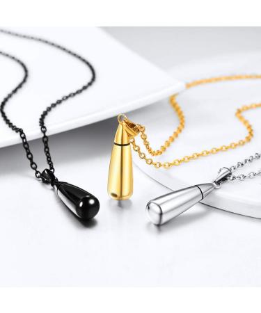 Personalized Prosteel Urn Chain Necklace - Memorial Ash Pendant with Cross Maria & Life Tree - 18K Gilded Stainless Steel - 55cm/50cm Chain - Buy Online on SooperMarket.com
