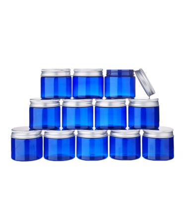 Benecreat 12 pieces 50g/50ml of empty plastic blue cosmetics creamsticks with aluminum screw lids for aromatherapy cream lotion face mask