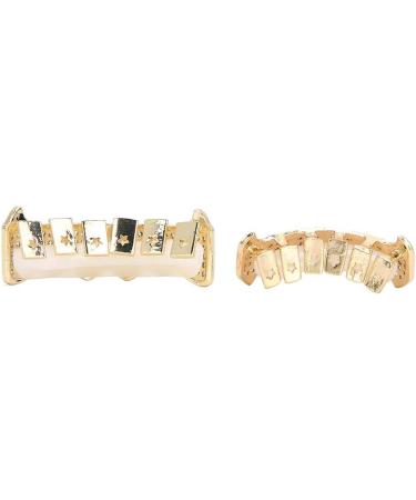 Brass Teeth Set Hip Hop Prop Teeth Accessory Decoration for Halloween Party Gift (two color suit) - Buy Online on SooperMarket.com