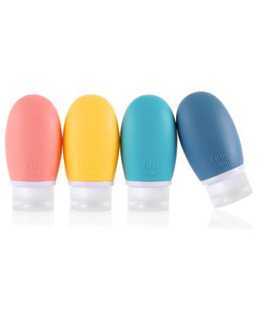 Silicone Travel Bottles 4 Pack 60ml Leak Proof Squeeze Refillable Portable Empty Travel Size Bottles Accessories Containers for Toiletries Shampoo Conditioner Lotion BPA Free and TSA Approved 60ml Yellow