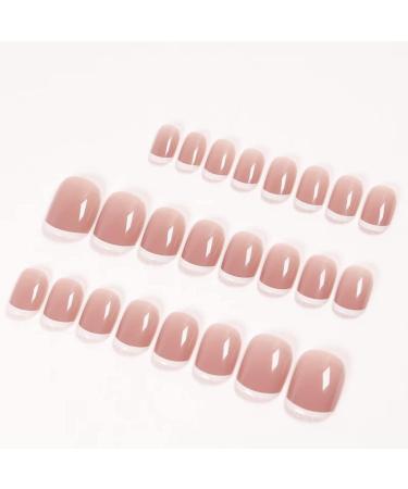 French Tip Press on Nails Medium Nude - 24Pcs Acrylic False Nails for Women and Girls - Buy Online on SooperMarket.com