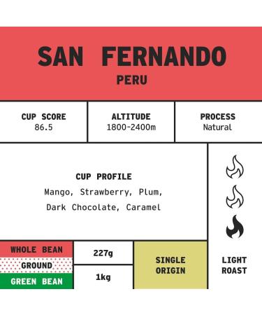 Coffee Beans 227g Bag Whole Bean Coffee Peru Coffee Beans Chocolate & Fruits Notes 100% Arabica Light Roast Speciality Freshly Roasted Single Origin (We Are Coffee Co) Whole Bean 227 g (Pack of 1) - Buy Online on SooperMarket.com